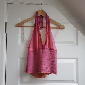 Pink halter top with sequins detail